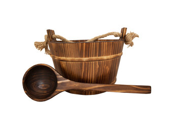 Emendo Sauna set emmer en lepel licht bruin