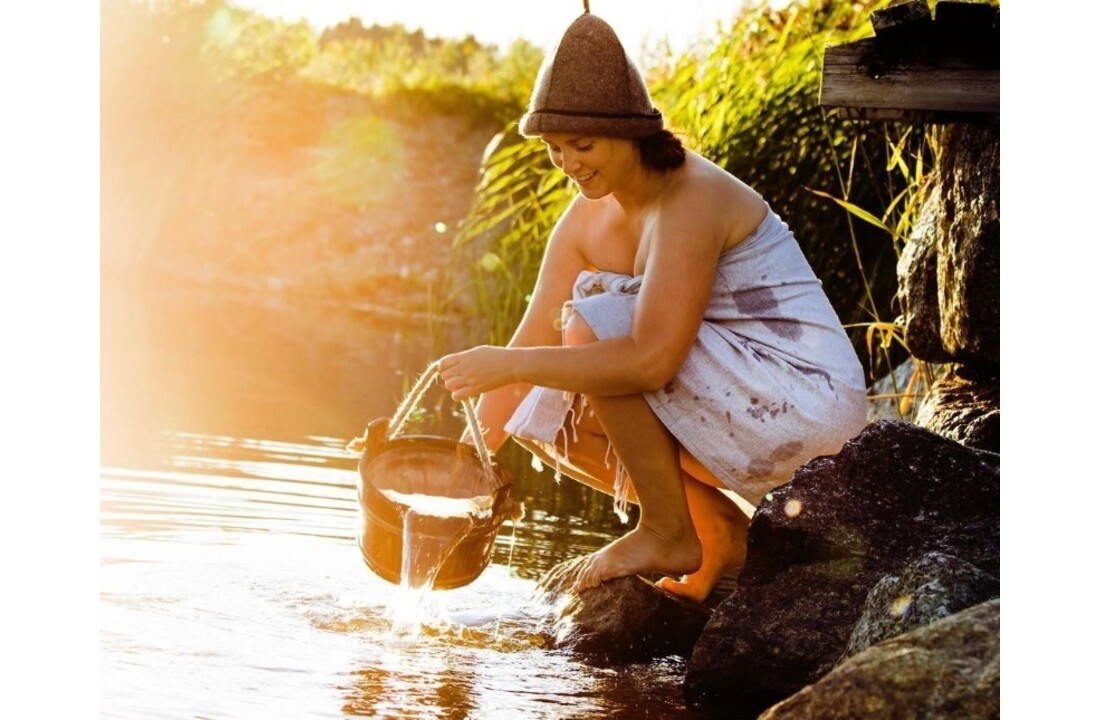 Emendo Sauna set emmer en lepel licht bruin