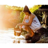 Emendo Sauna set emmer en lepel licht bruin