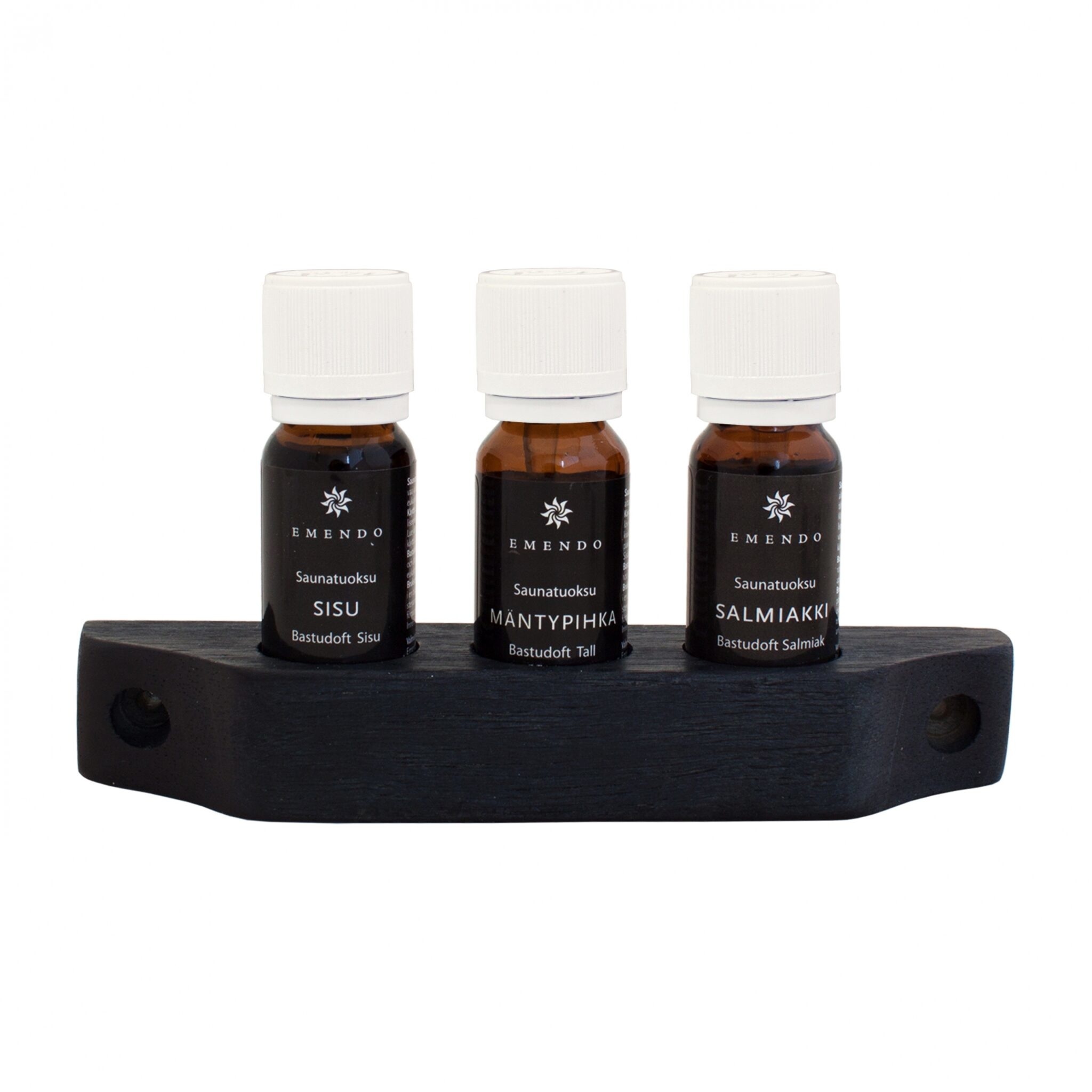 Emendo set Sauna geuren 3 x 10 ml inclusief houten rekje