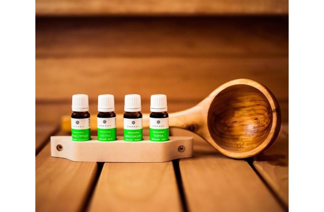 Emendo set Sauna geuren 4x10ml inclusief houten rekje