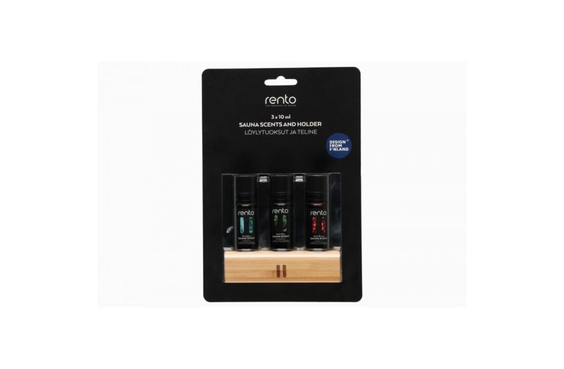 Rento Saunageur 3 x 10 ml in bamboe houder