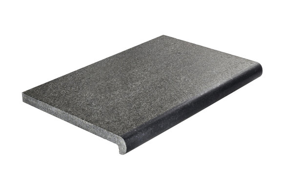 Randsteen afgeronde neus - Basalt Gevlamd