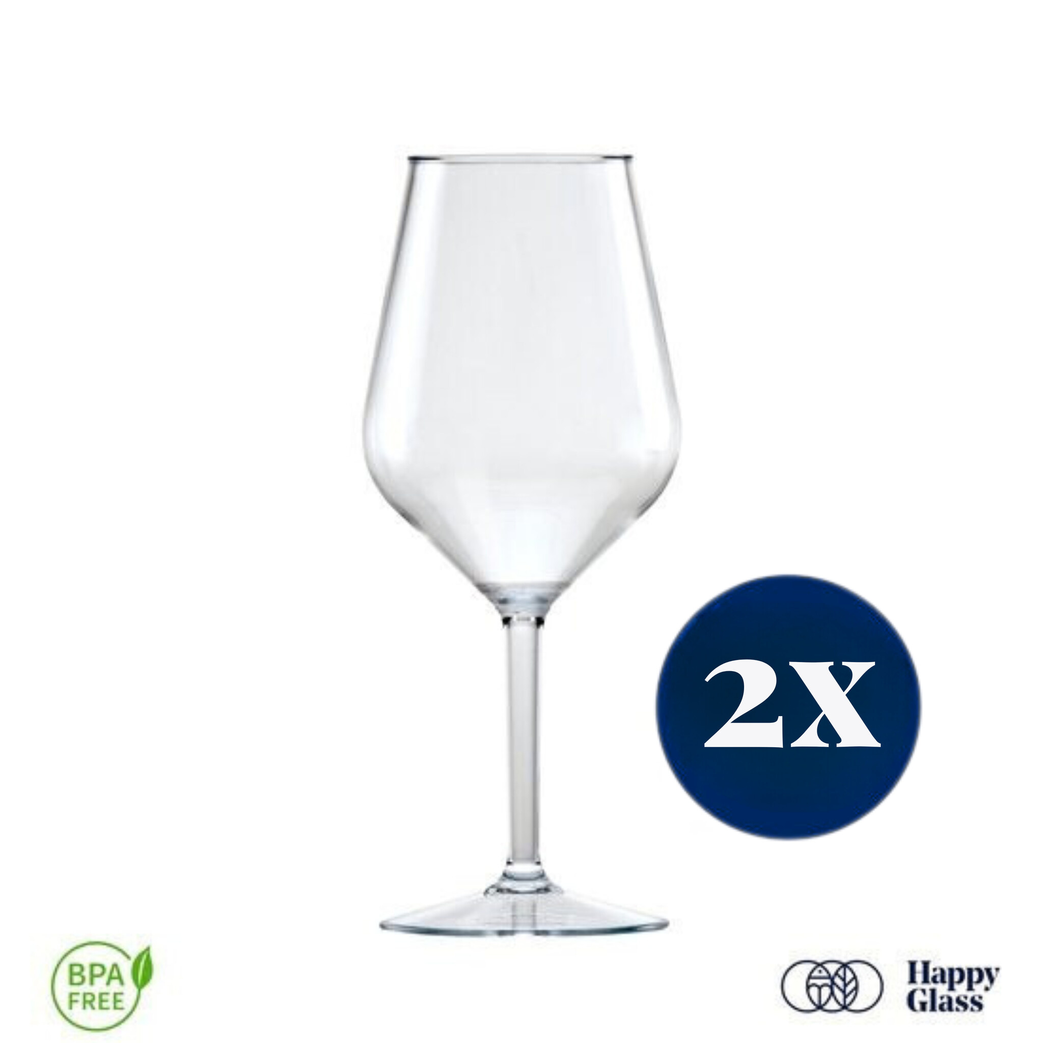 Happy Glass Lady Abigail Wijnglas - Set van 2 Kunststof Glazen 470ml
