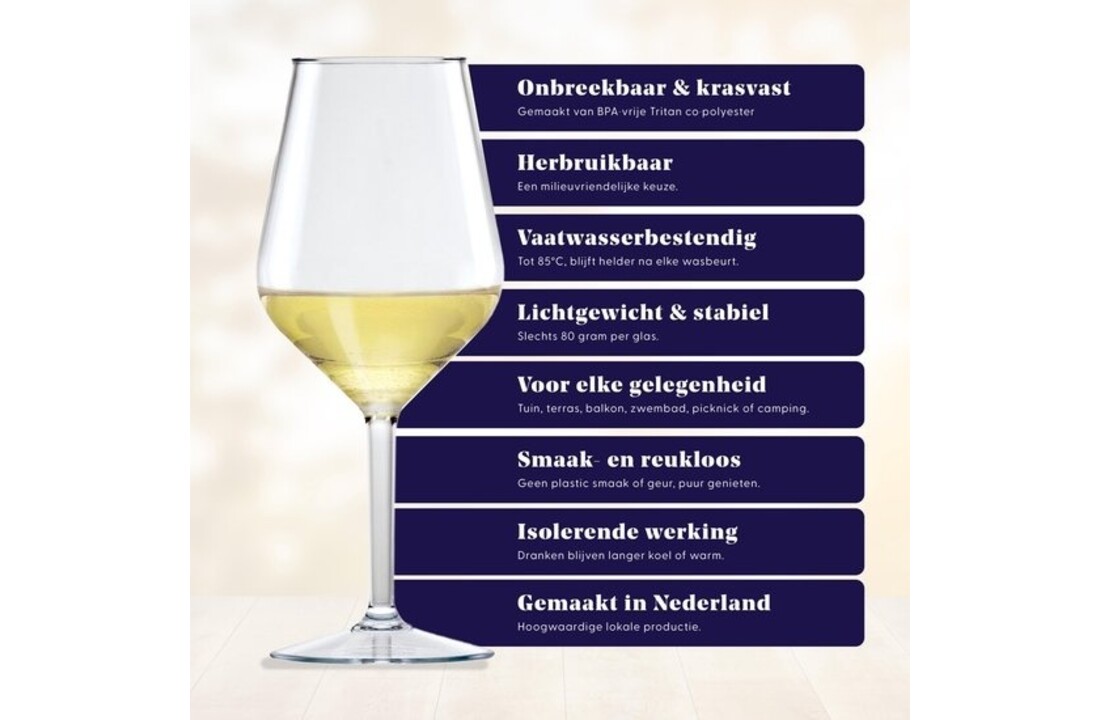 Happy Glass Lady Abigail Wijnglas - Set van 2 Kunststof Glazen 470ml