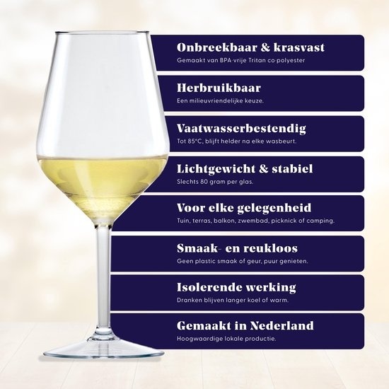Happy Glass Lady Abigail Wijnglas - Set van 2 Kunststof Glazen 470ml