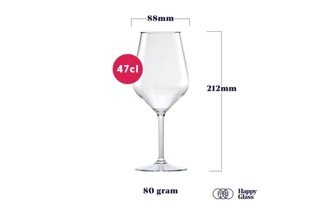 Happy Glass Lady Abigail Wijnglas - Set van 2 Kunststof Glazen 470ml