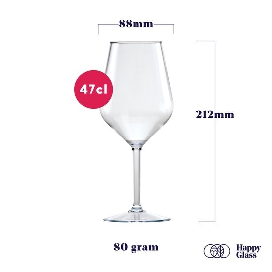 Happy Glass Lady Abigail Wijnglas - Set van 2 Kunststof Glazen 470ml