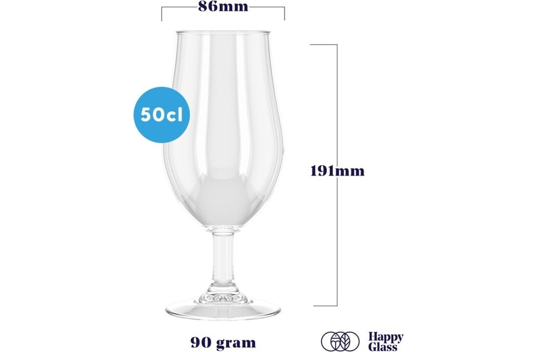 HappyGlass Mister Gustav Bierglas -Set van 2 Kunststof Glazen 500ml