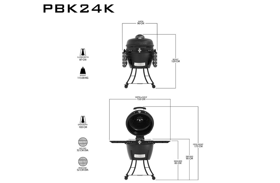 Pit Boss - Kamado Houtskool Grill - Zwart | Houtskool BBQ