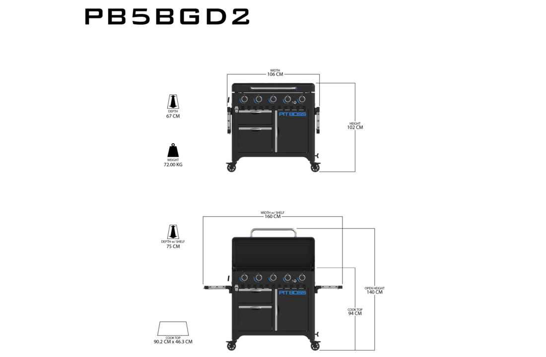 Pit Boss Ultimate Plancha  5 Burner - Met onderstel| Gas BBQ