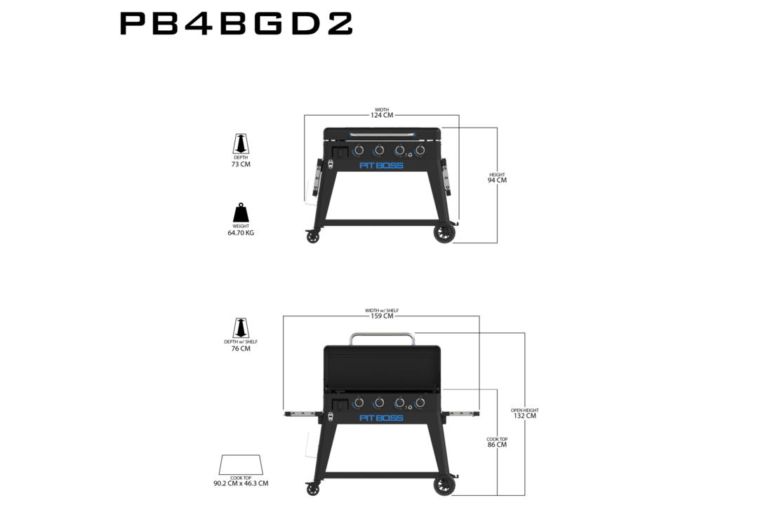 Pit Boss Ultimate Plancha 4 Burner - Met onderstel | Gas BBQ