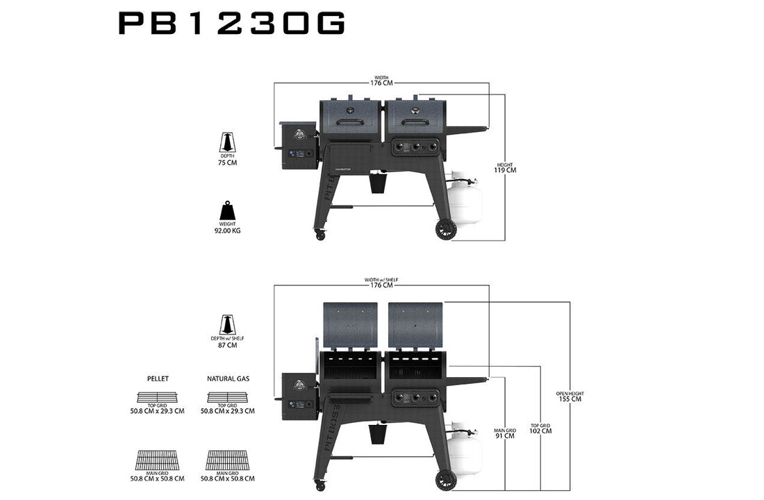 Pit Boss Navigator 1230 | Combi Grill - Pellet en Gas BBQ