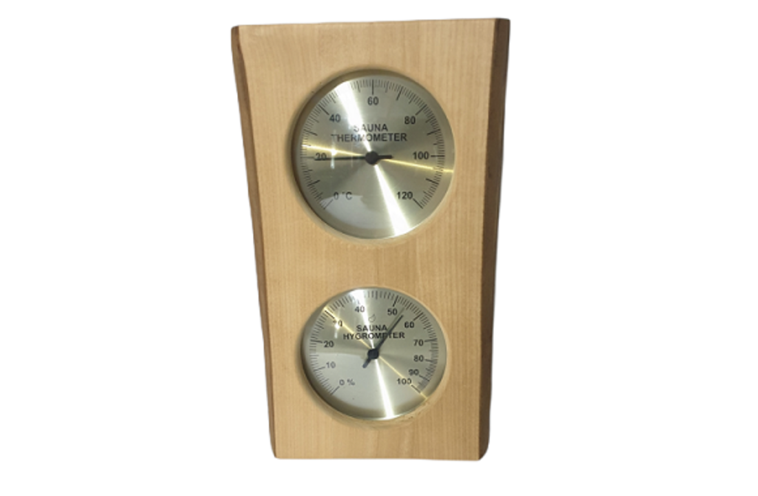 Sauna thermo- en hygrometer - met hout verticaal
