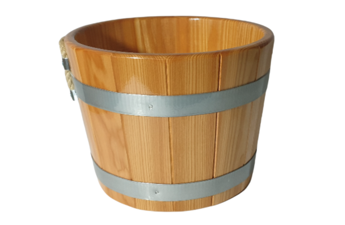 Sauna Emmer Lariks 5 Liter blank gelakt met handvat
