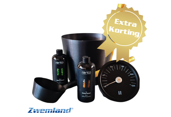 Cadeau set  Sauna emmer zwart thermometer
