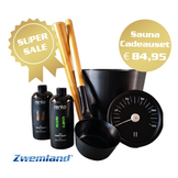 Cadeau set  Sauna emmer zwart thermometer