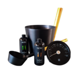 Cadeau set  Sauna emmer zwart thermometer