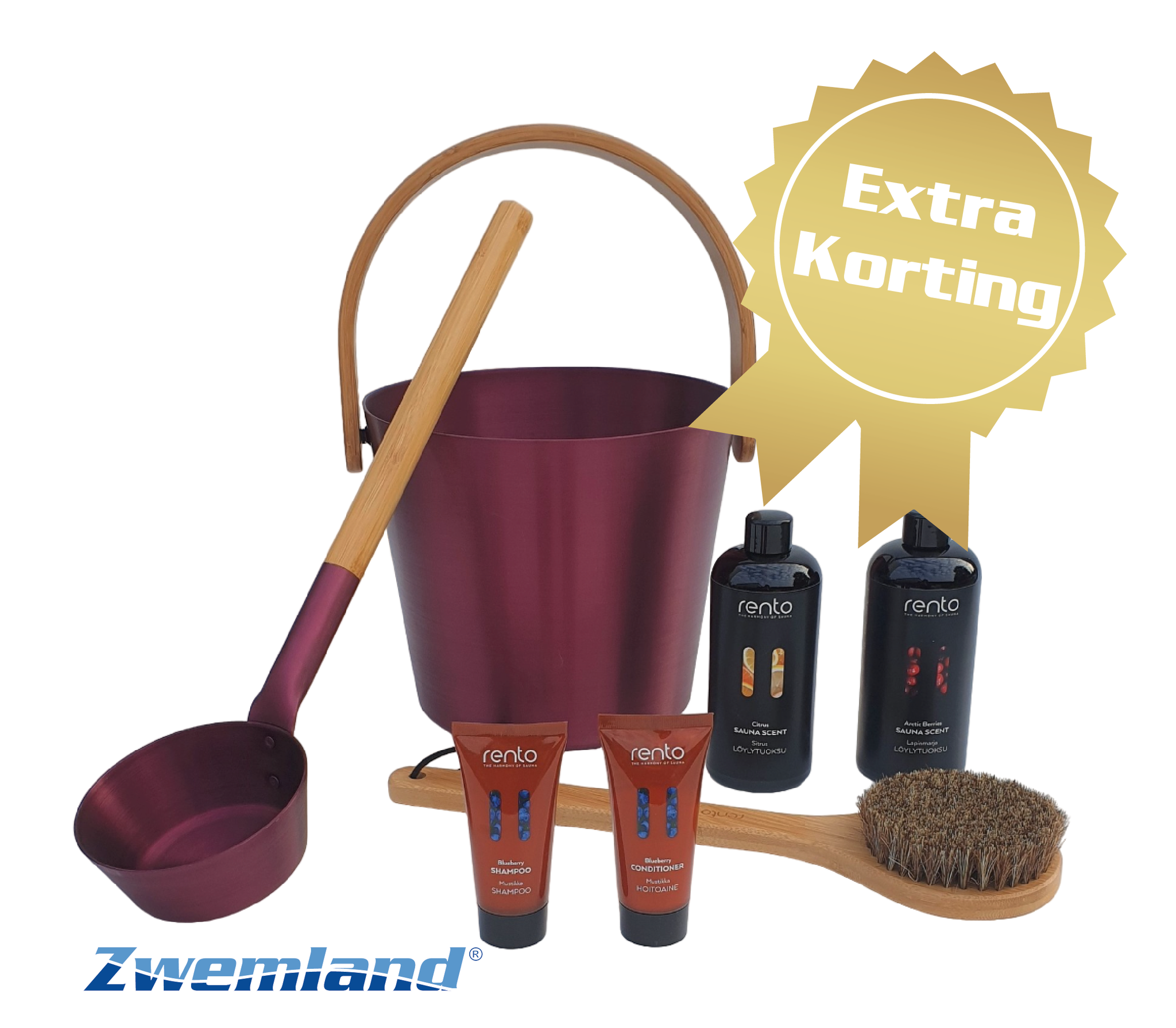 Cadeau set  Sauna emmer bordeaux rood - Black Friday Deal!