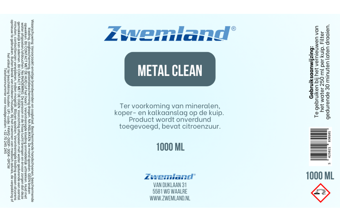 Zwemland Metal Clean 1 Liter