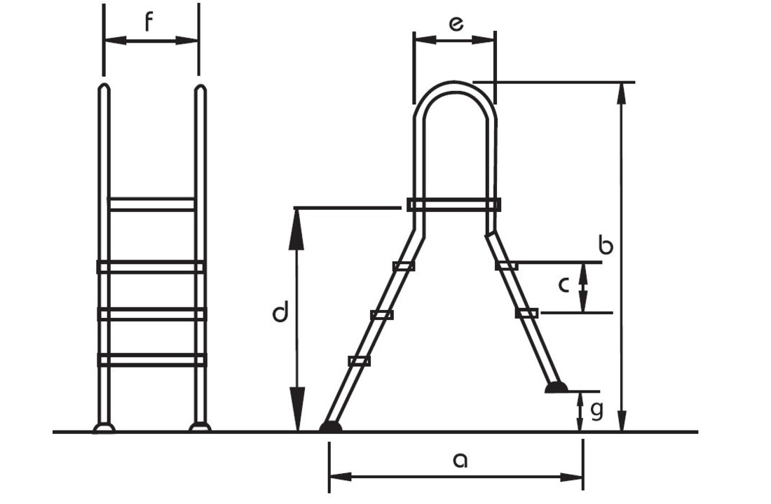 Zwembadtrap A-Frame 3 + 3 Treden AISI 304