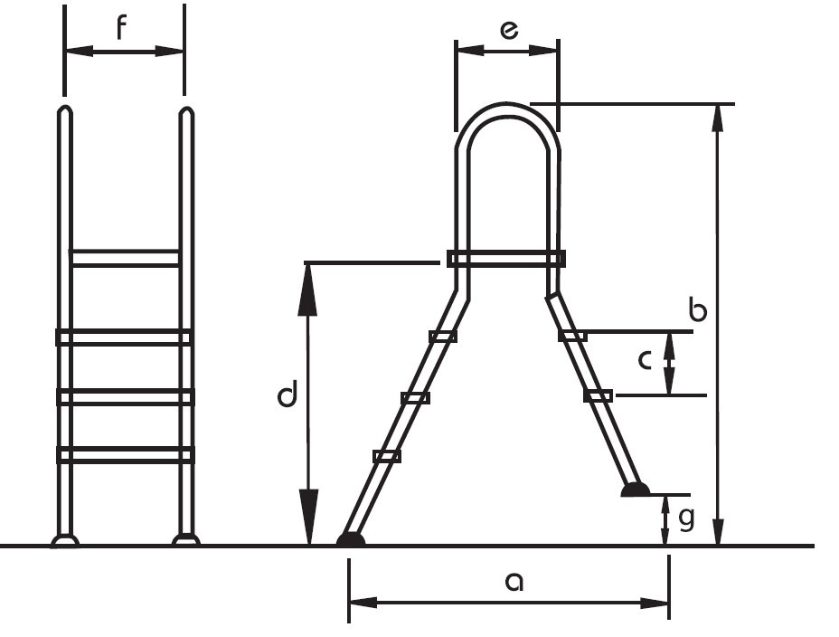Zwembadtrap A-Frame 3 + 3 Treden AISI 304