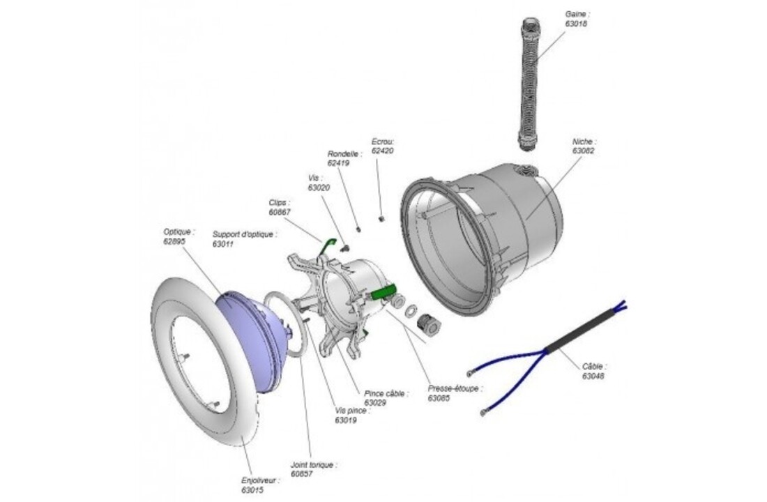 Zwembadlamp Elégance ABS 300W