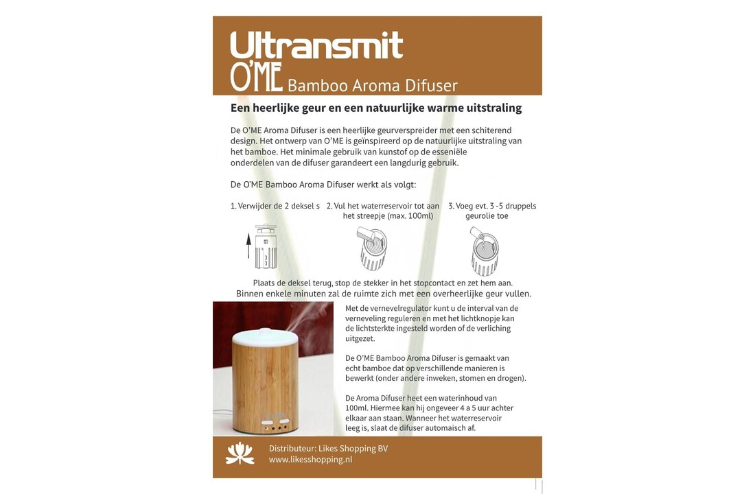 Ultransmit Aroma Diffuser Bamboo