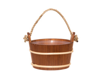 Sauna emmer  4 liter bastring met kunststof inzet  en handvat touw