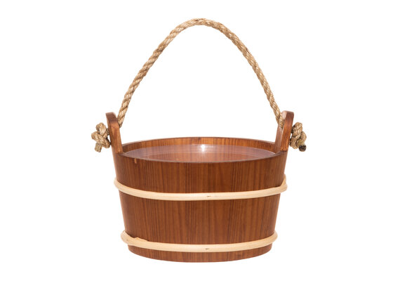Sauna emmer  4 liter bastring met kunststof inzet  en handvat touw