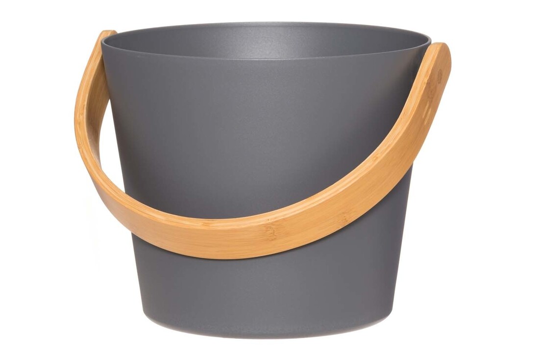 Rento Sauna Emmer Aluminium met Bamboe Handvat Grijs