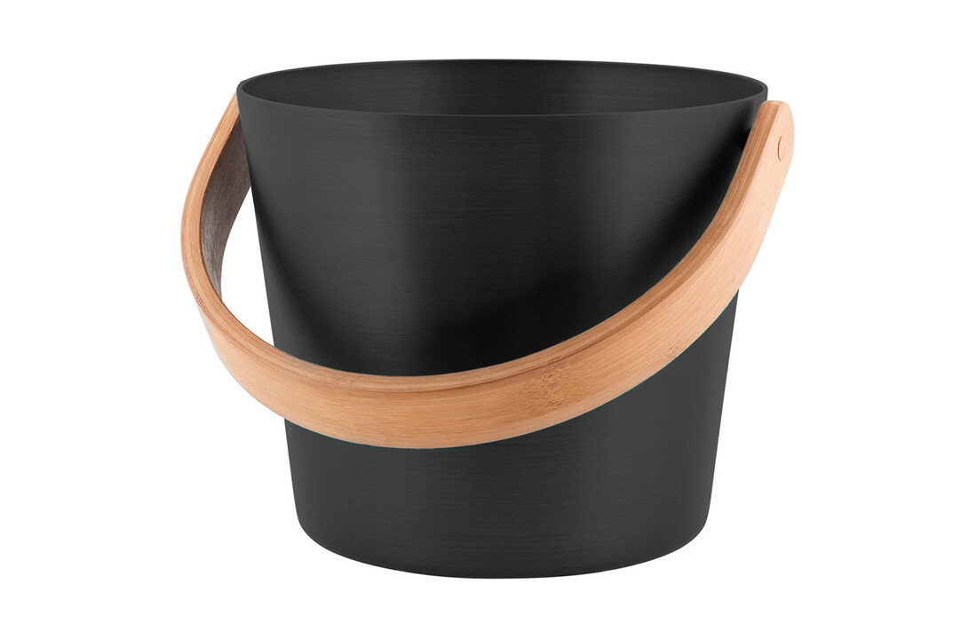 Rento Sauna Emmer Aluminium met Bamboe Handvat Zwart