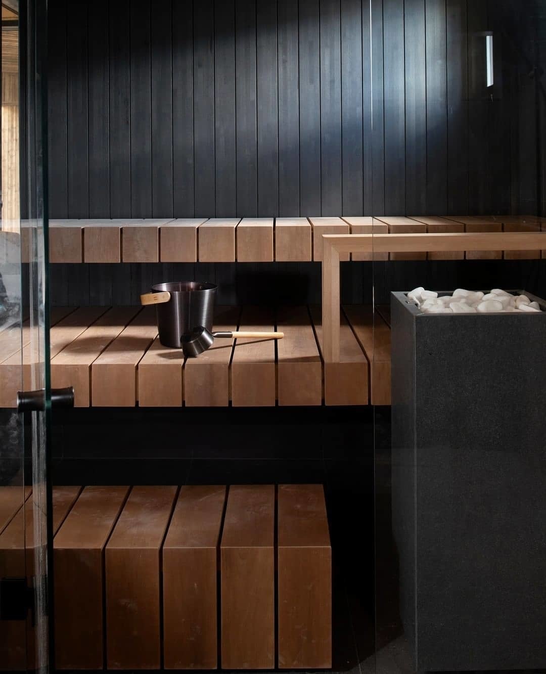 Rento Sauna Emmer Aluminium met Bamboe Handvat Zwart