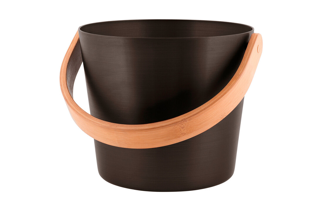 Rento Sauna Emmer Aluminium met Bamboe Handvat Bruin/Zwart