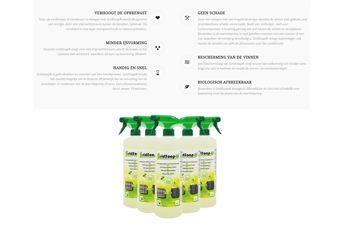 Gridsoap Grielzeep 1 liter met handsprayer - Warmtepomp reiniger