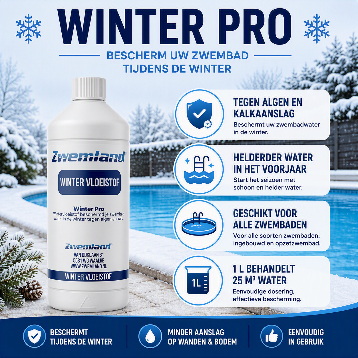 Winter Pro - Zwembad Wintervloeistof 1L - Anti Alg