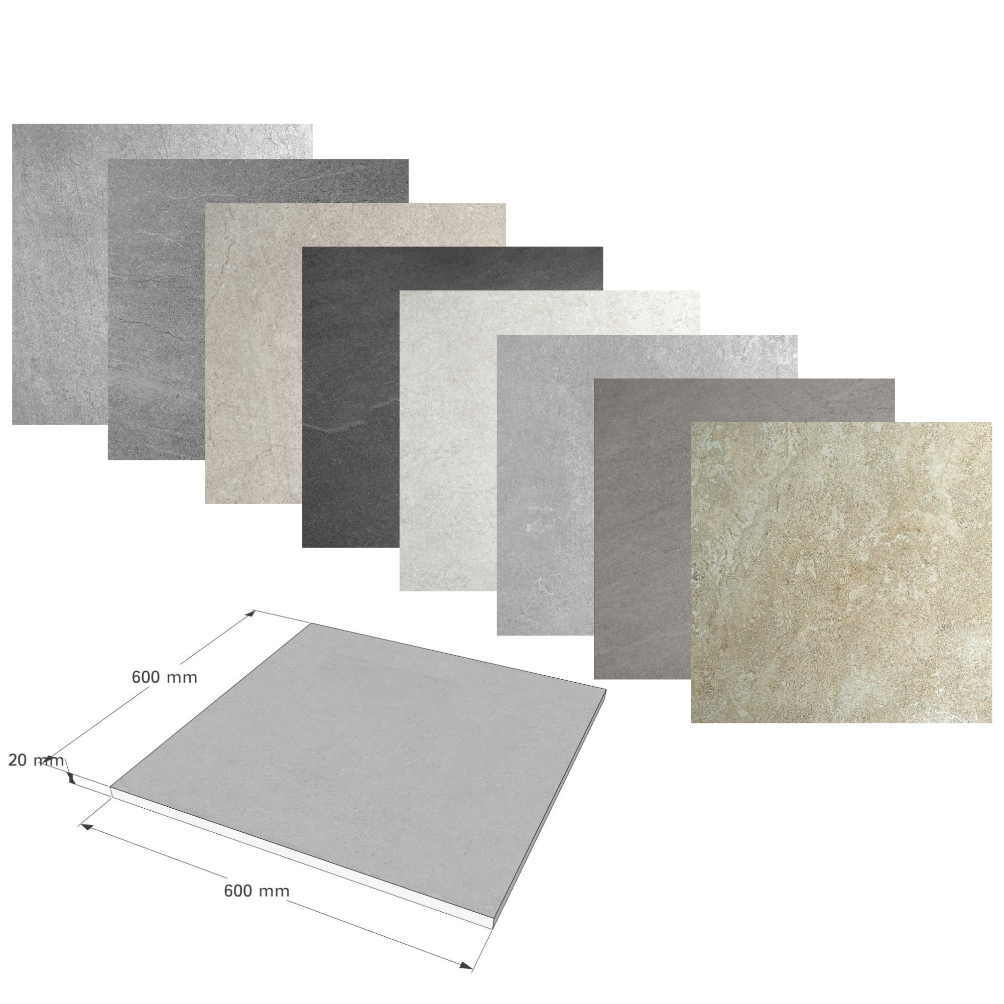 Ceramica - Keramische zwembad terrastegel 60 x 60 cm | Diverse soorten