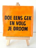 Tegel Quotes doe eens gek en volg je droom - oranje