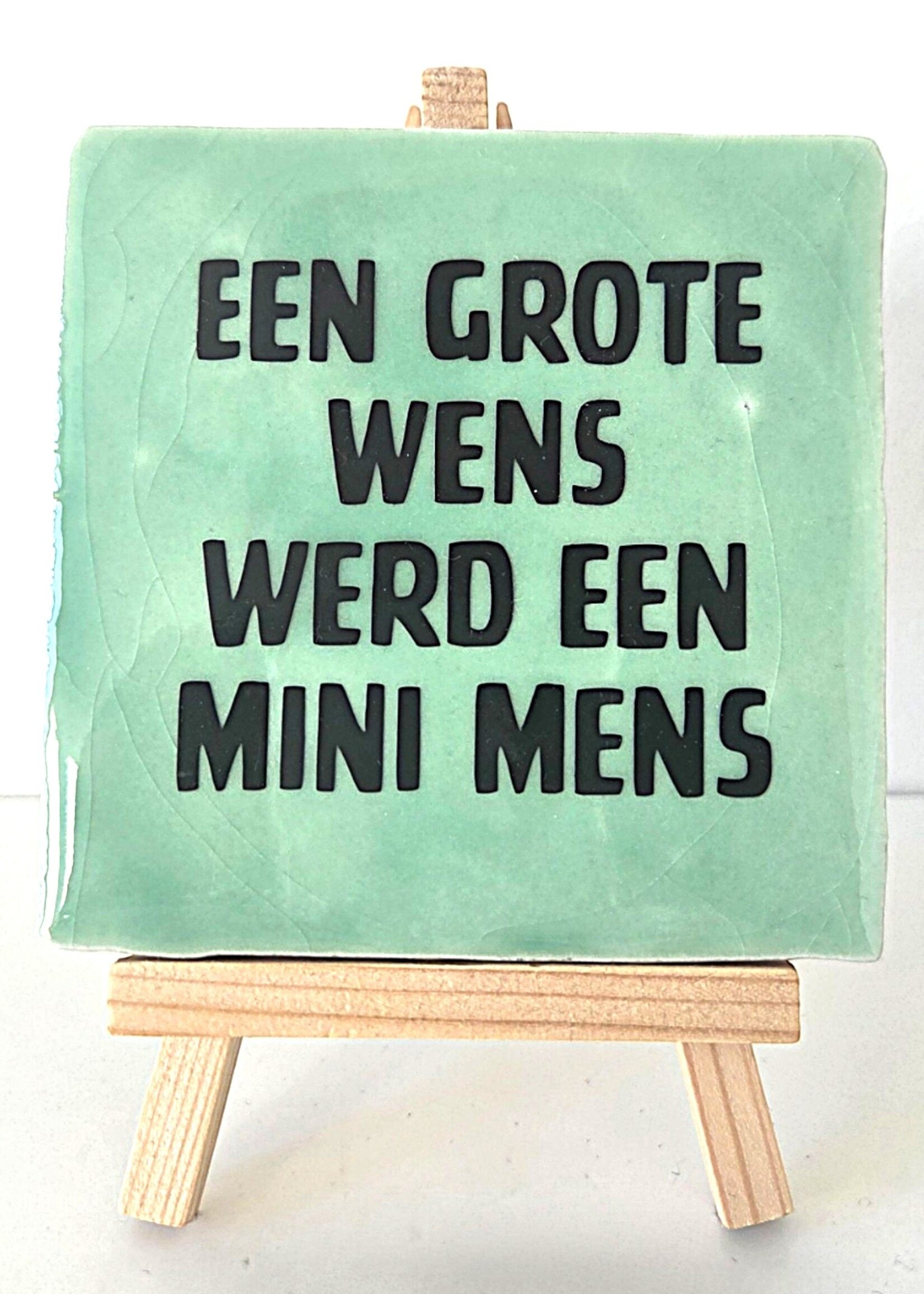 Tegel Quotes Tegel "een grote wens werd een mini mens" – handgemaakt 10x10 cm