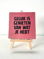 Tegel Quotes geluk is genieten van wat je hebt - roze