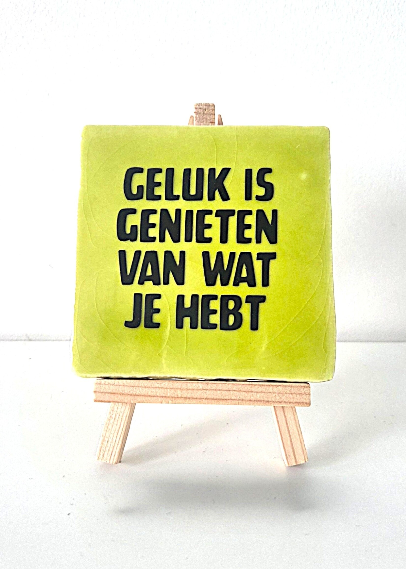 Tegel Quotes Tegel "geluk is genieten van wat je hebt" – handgemaakt 10x10 cm