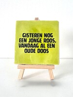Tegel Quotes gister nog een jonge roos, vandaag al een oude doos - pistache