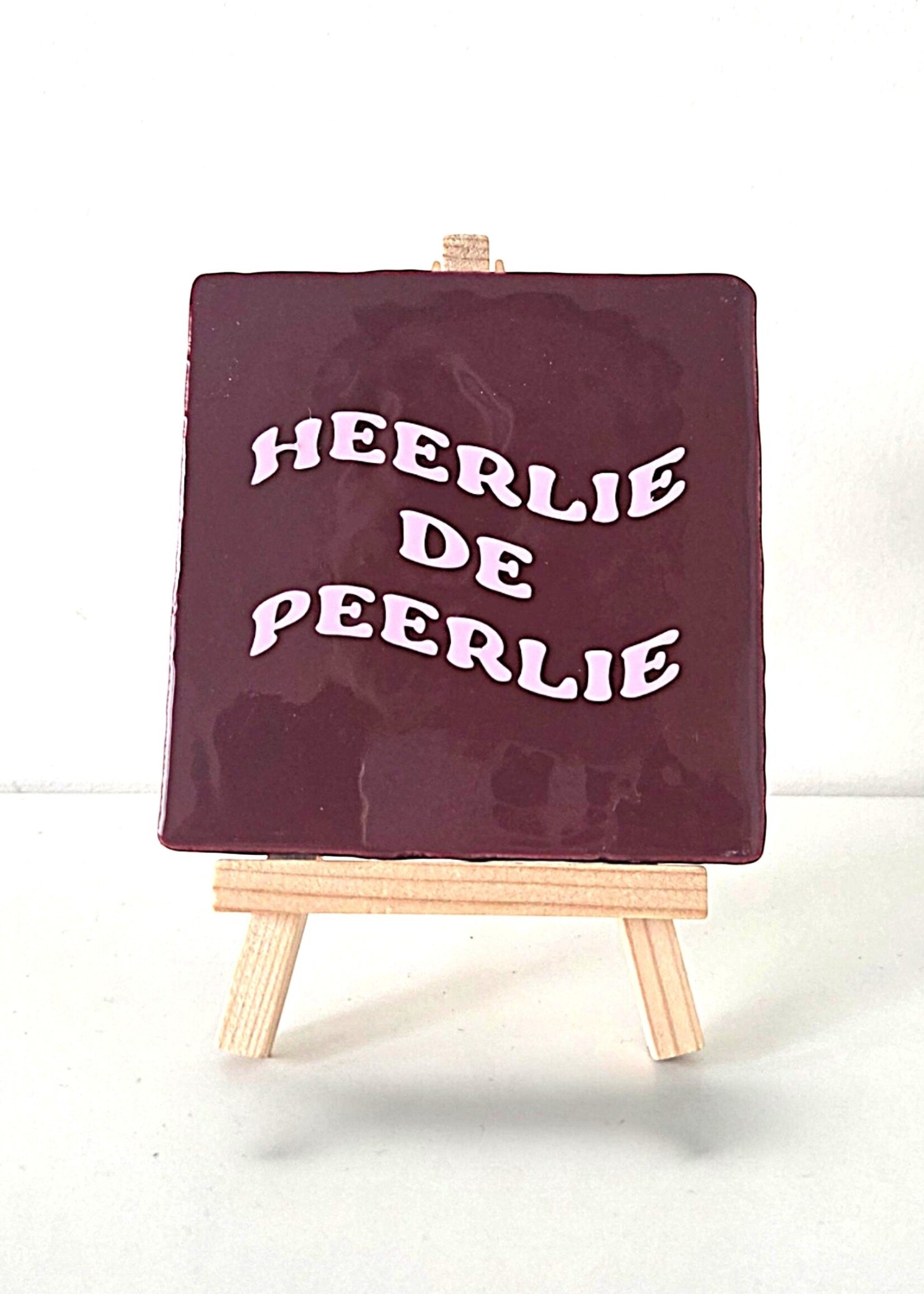 Tegel Quotes Tegel "heerlie de peerlie" – handgemaakt 10x10 cm