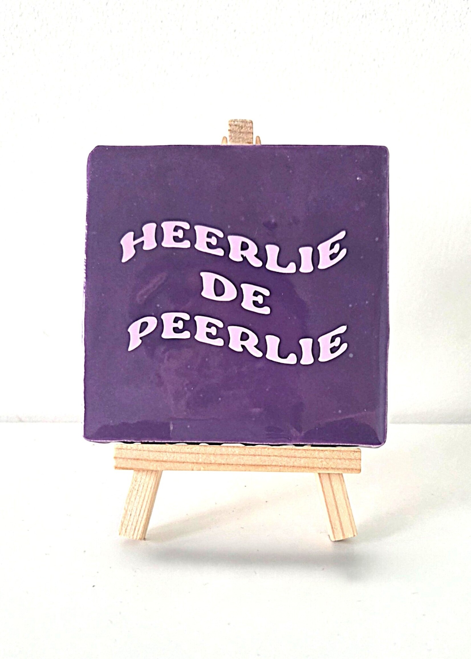 Tegel Quotes Tegel "heerlie de peerlie" – handgemaakt 10x10 cm