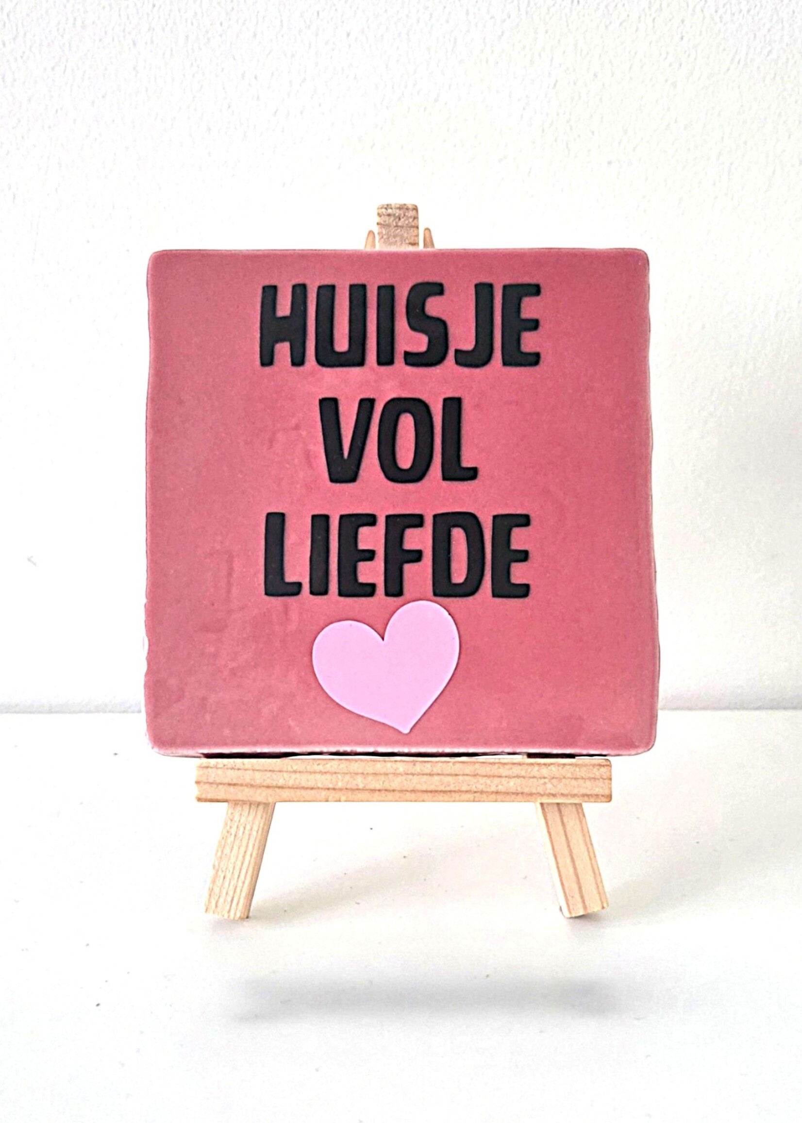 Tegel Quotes Tegel "huisje vol liefde" – handgemaakt 10x10 cm