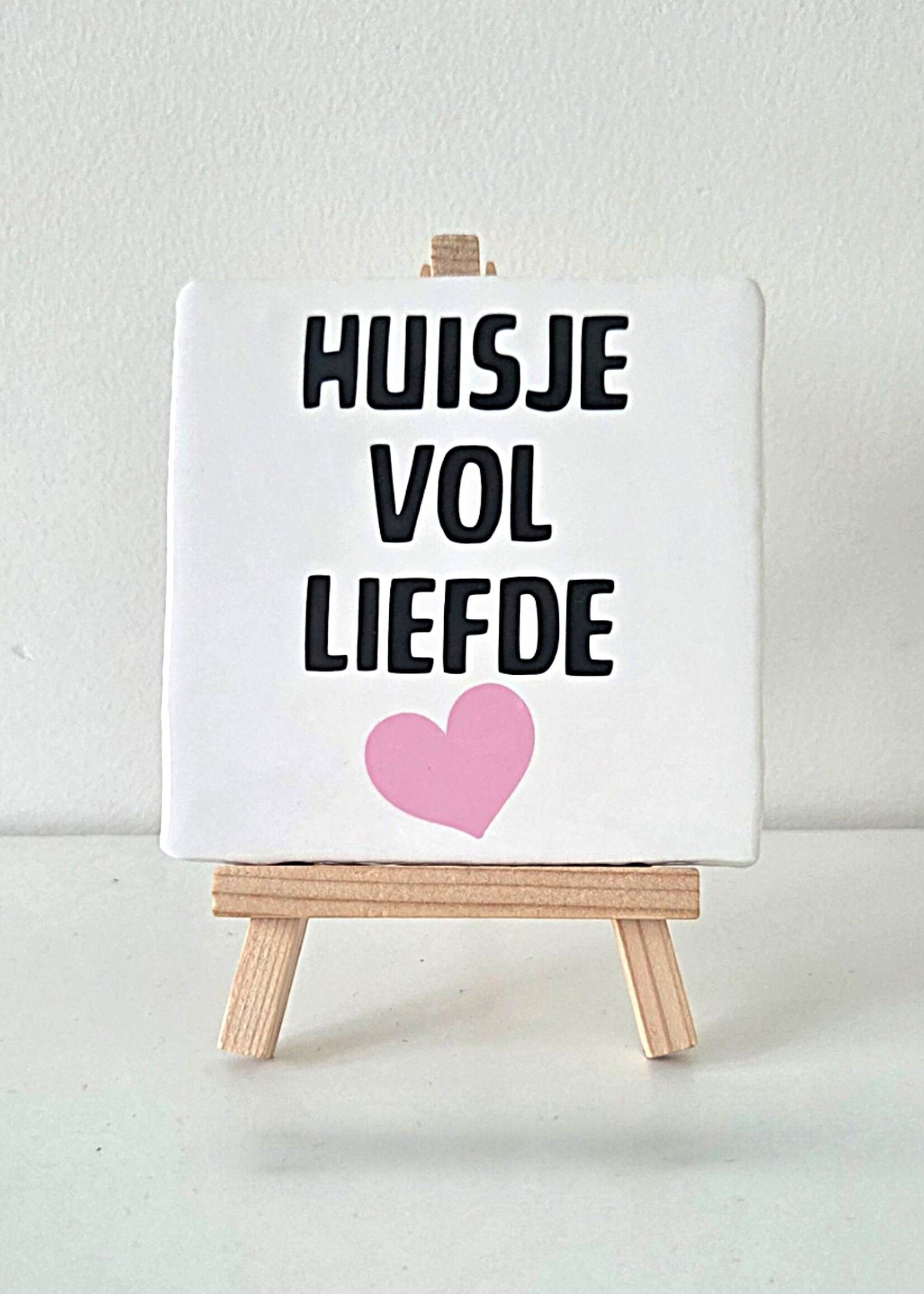 Tegel Quotes Tegel "huisje vol liefde" – handgemaakt 10x10 cm