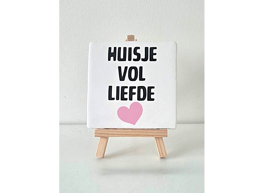 Tegel "huisje vol liefde" – handgemaakt 10x10 cm