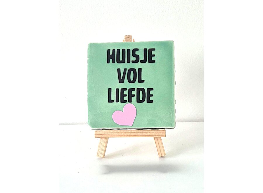 Tegel "huisje vol liefde" – handgemaakt 10x10 cm