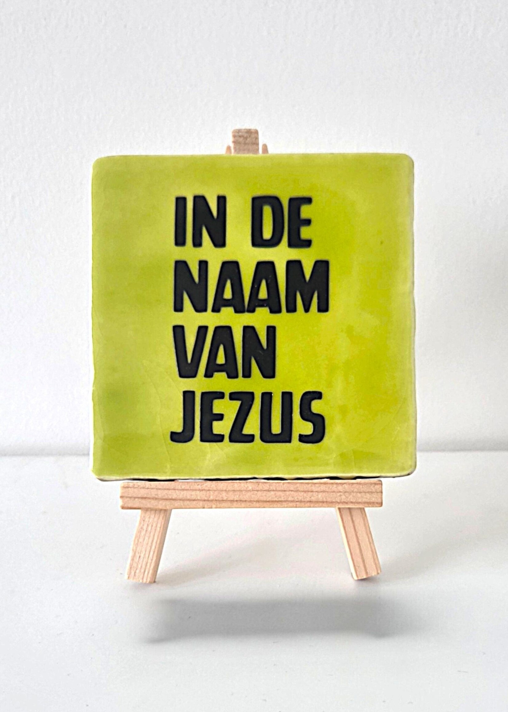 Tegel Quotes Tegel "In de naam van Jezus" – handgemaakt 10x10 cm