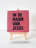 Tegel Quotes In de naam van Jezus - roze